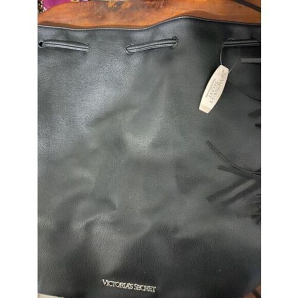 VICTORIA SECRET Faux Leather Black Backpack Fringe Purse SEXY Boho Bag MSRP $85 - Picture 9 of 9